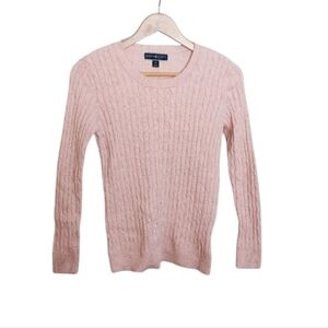 NWT Karen Scott Pink Speckled Cable Knit Sweater
